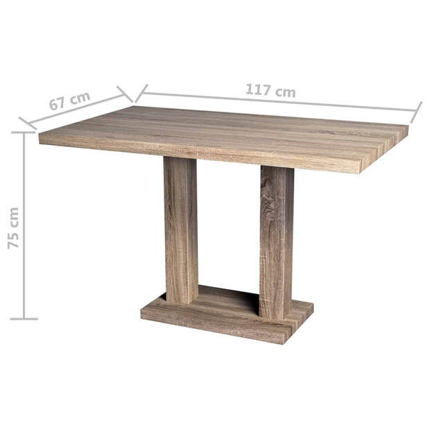 The Living Store Eettafel - MDF - 117 x 67 x 75 cm - Eiken