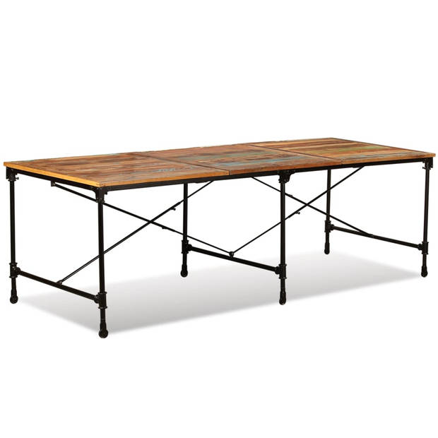 The Living Store industriële houten eettafel - 240x90x76 cm - gerecycled hout - meerkleurig