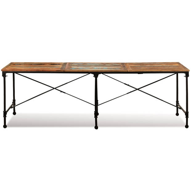 The Living Store industriële houten eettafel - 240x90x76 cm - gerecycled hout - meerkleurig