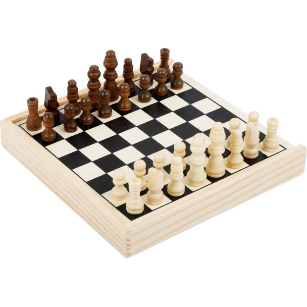 Small Foot schaakspel reisvariant 15 x 15 x 2 cm hout wit/bruin