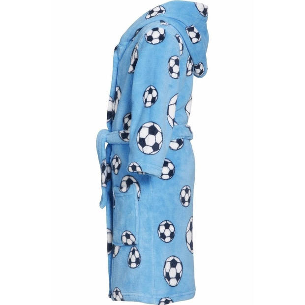 Fleece badjas lichtblauw voetbalprint voor jongens 134/140 (9-10 jr) - Badjassen
