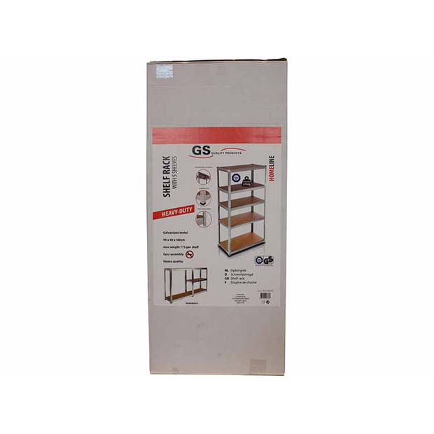 Profeco Heavy Duty Opbergrek 180x90 cm - Stellingkast / Stellingrek / Magazijnkast - 5 Planken x 175 kg - RVS