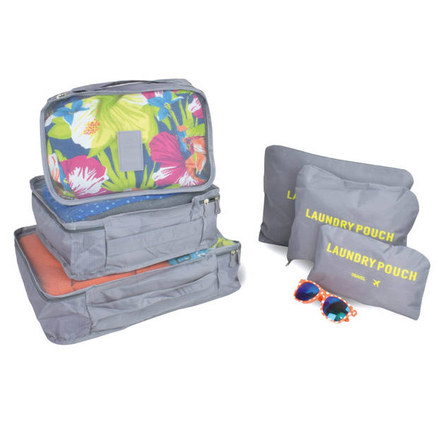 O'DADDY packing cubes - 6 delig bagage organizer - grijs