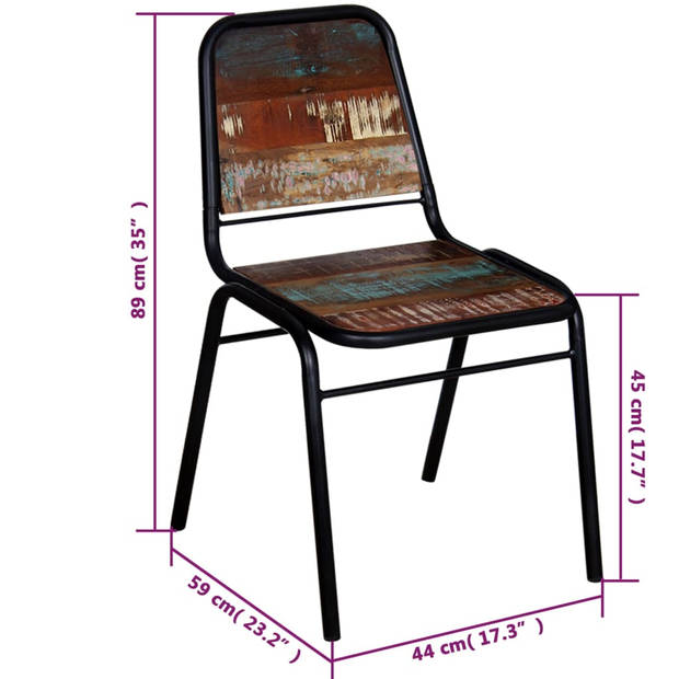 vidaXL Eetkamerstoelen 4 st massief gerecycled hout