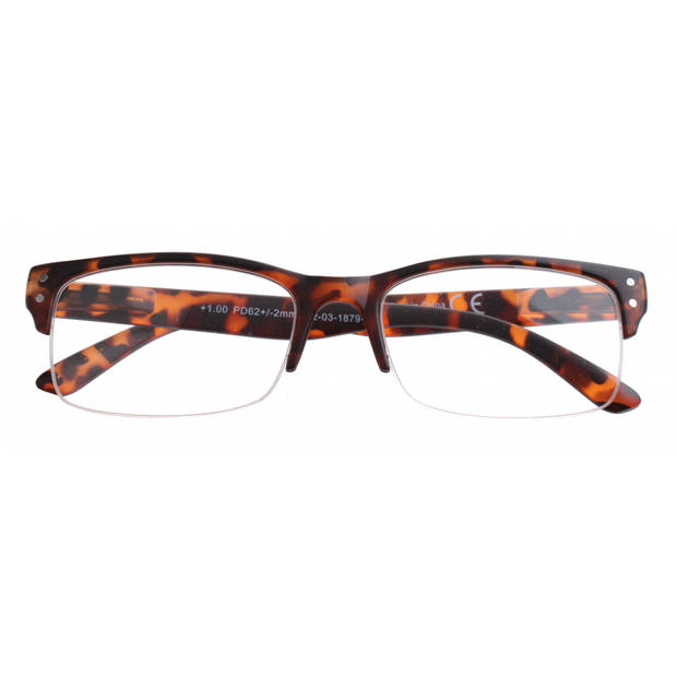 H2Optics leesbril panter semi-randloos bruin sterkte +2,50