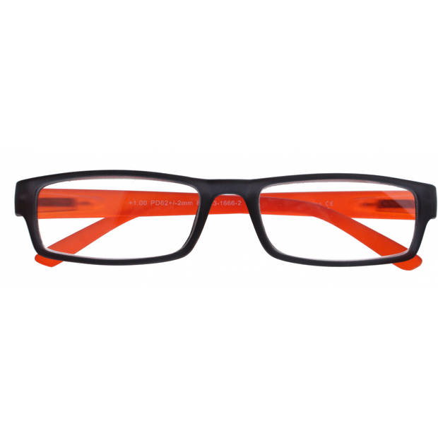 H2Optics leesbril unisex zwart/oranje sterkte +3,00