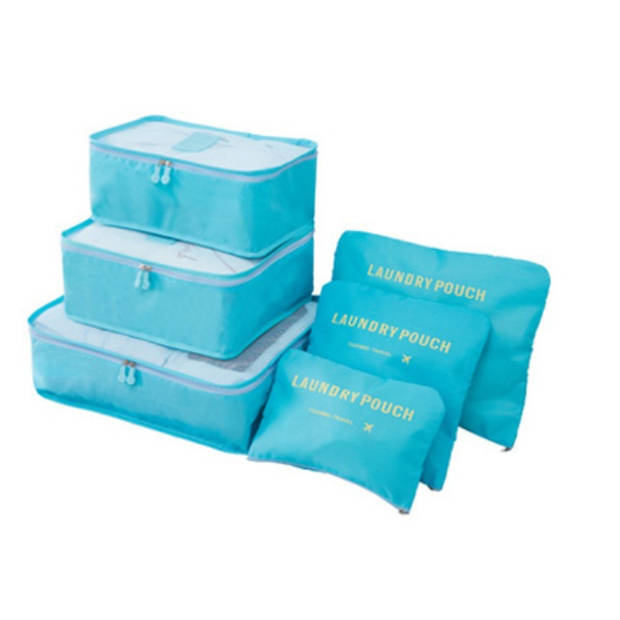Packing cubes - 6 stuks - Koffer Organiser - Lichtblauw