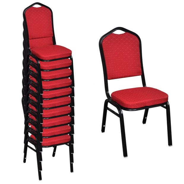 The Living Store Eetkamerstoelen Set Rood - 40 x 41 x 88 cm - Stapelbaar - Comfortabel - Multiplex en ijzer