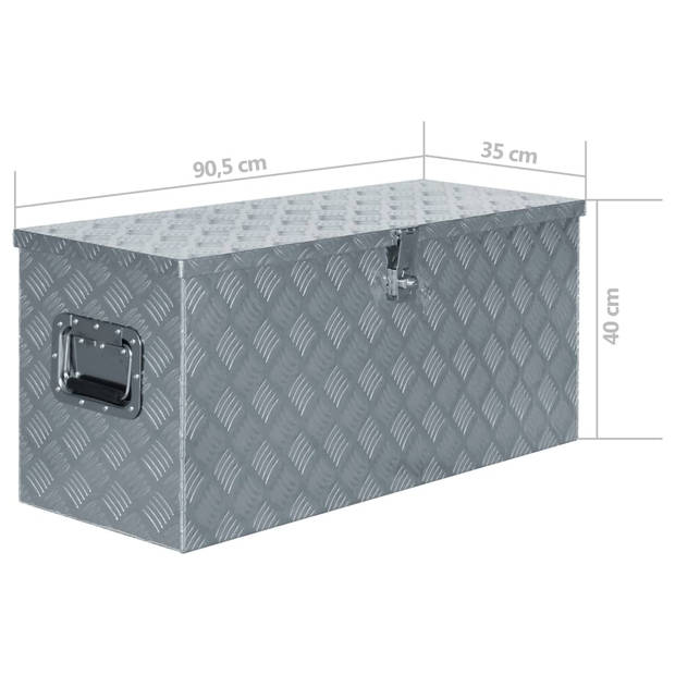 The Living Store Trailerkist - Aluminium Box - 90.5 x 35 cm - Roestbestendig