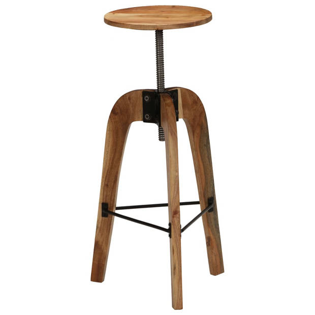 The Living Store houten barstoelen - set van 2 - acaciahout en staal - in hoogte verstelbaar