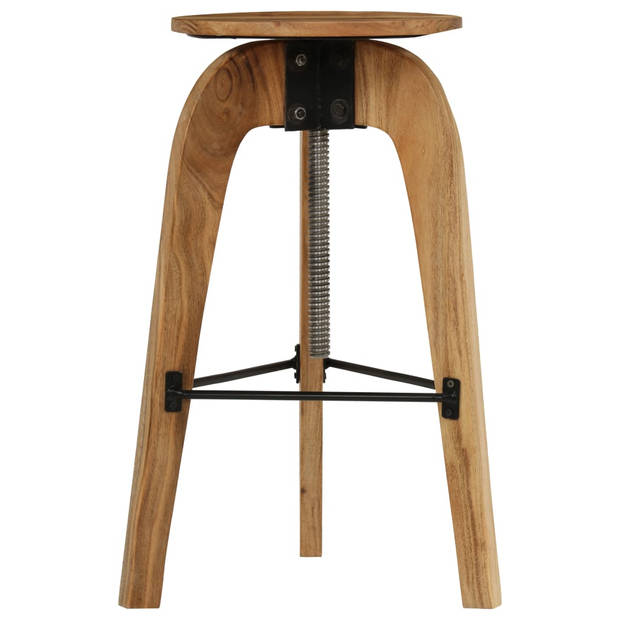 The Living Store houten barstoelen - set van 2 - acaciahout en staal - in hoogte verstelbaar