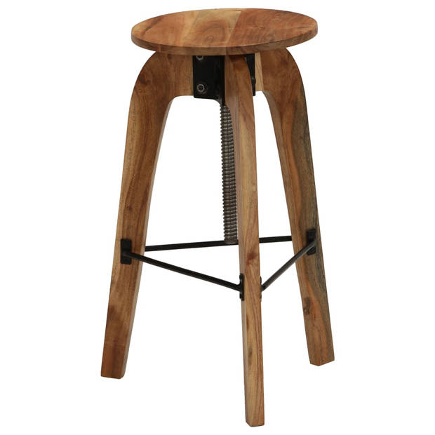 The Living Store houten barstoelen - set van 2 - acaciahout en staal - in hoogte verstelbaar