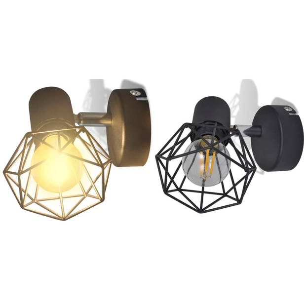 vidaXL Wandlampen 2 st met LED industri??le stijl zwart