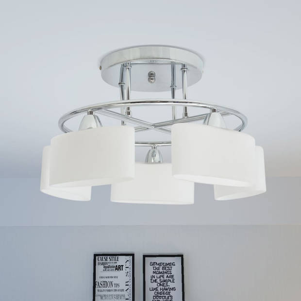 The Living Store Plafondlamp - 5 Glazen Kappen - 42.5 x 25 cm - E14 Fitting