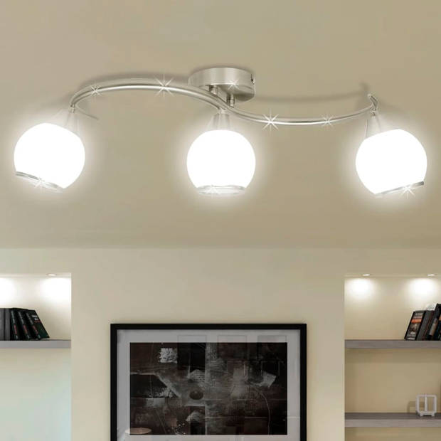 The Living Store plafondlamp - Plafondlampen - 600 x 170 mm - 3 glazen kappen