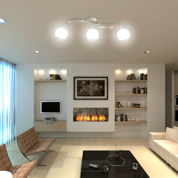 The Living Store plafondlamp - Plafondlampen - 600 x 170 mm - 3 glazen kappen