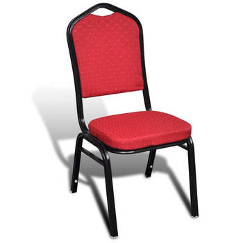 The Living Store Eetkamerstoelen Set Rood - 40 x 41 x 88 cm - Stapelbaar - Comfortabel - Multiplex en ijzer