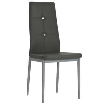 The Living Store Eetkamerstoelen - Grijs - 43 x 43.5 x 96 cm - Kunstleer