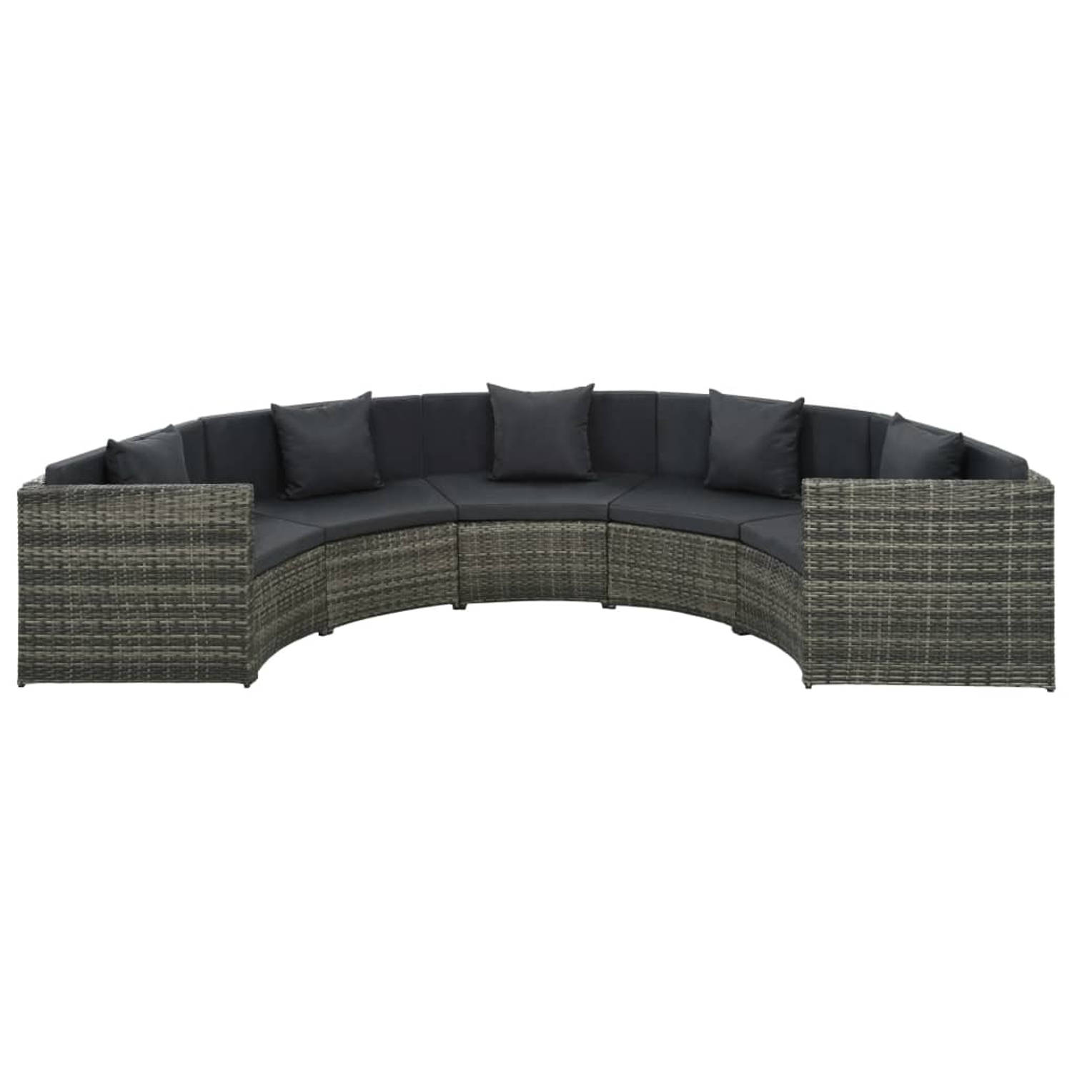 The Living Store Loungeset PE Rattan Grijs - 280x145x58 cm - Waterbestendig