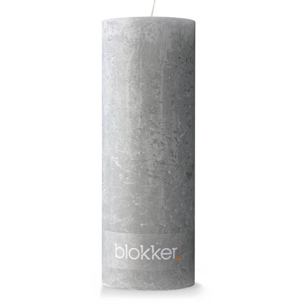 Blokker rustieke cilinderkaars - 6,8 x 19 cm - licht grijs