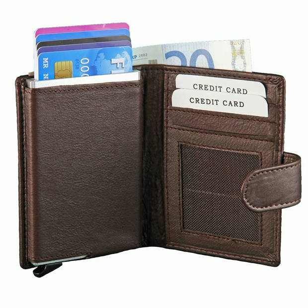 Figuretta Leren Card Protector met RFID bescherming Donker bruin