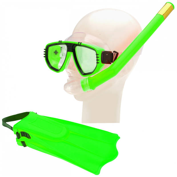 Free and Easy duikbril, vliezen en snorkelset groen junior