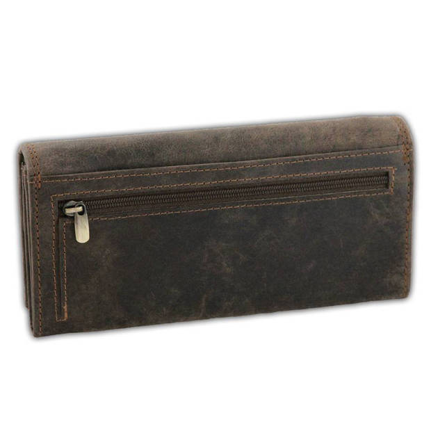 Ven Tomy Leren Dames Portemonnee met RFID Bescherming - 'L239' - Vintage Bruin
