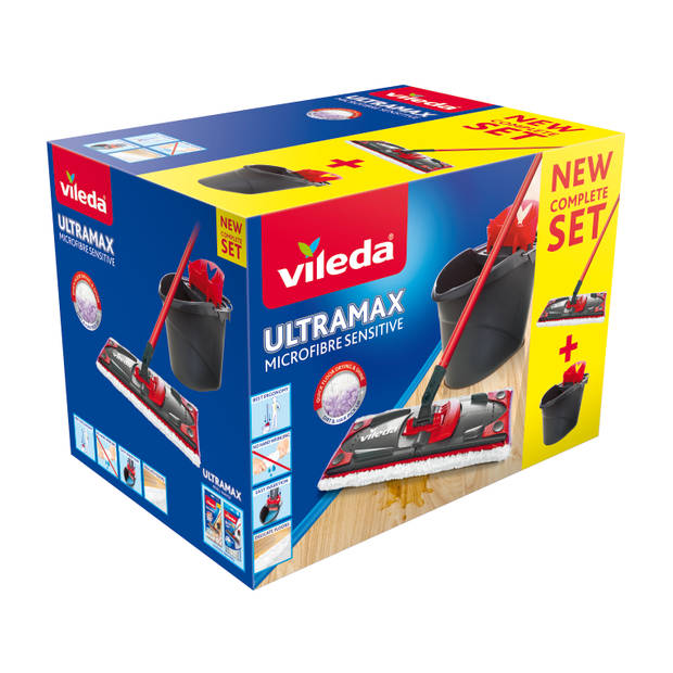 Vileda UltraMax Sensitive - Complete set - Vloerwisser + emmer met pers - Voor parket en delicate oppervlakken
