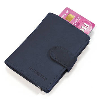 Figuretta Leren Card Protector met RFID bescherming Donker blauw