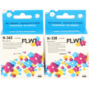 FLWR HP 338 en 343 Multipack zwart en kleur cartridge