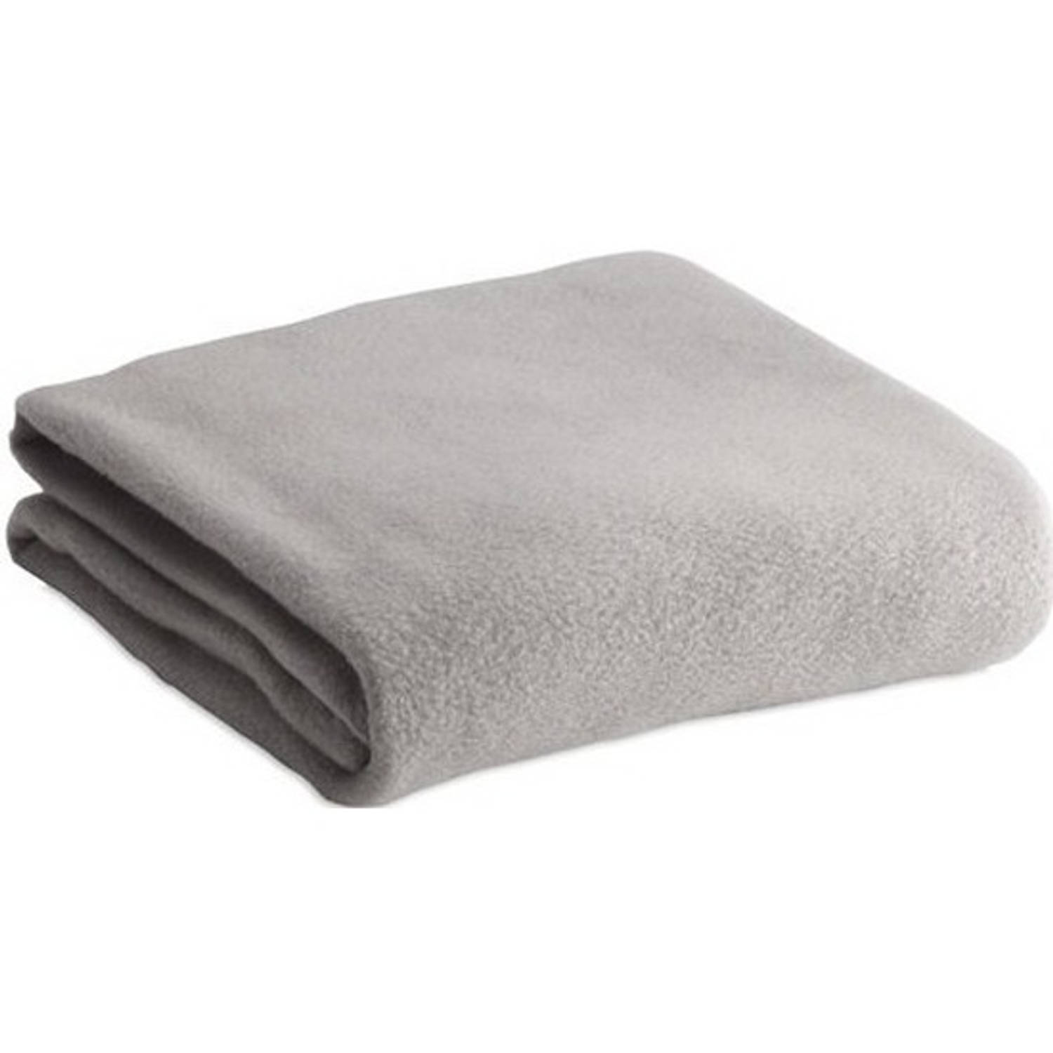 Fleece deken-plaid licht grijs 120 x 150 cm