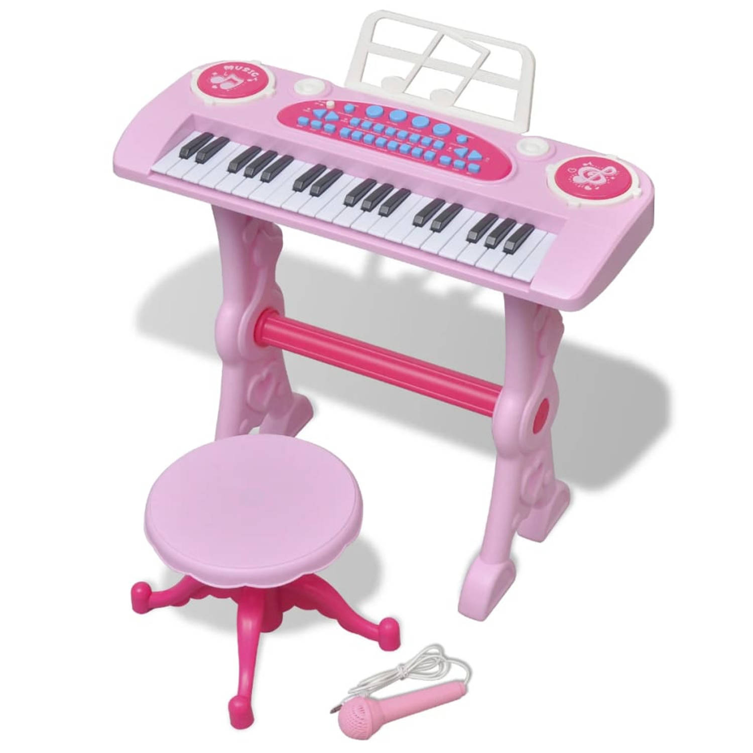 vidaXL Speelgoedkeyboard met krukje-microfoon voor kinderen kinderkamer roze