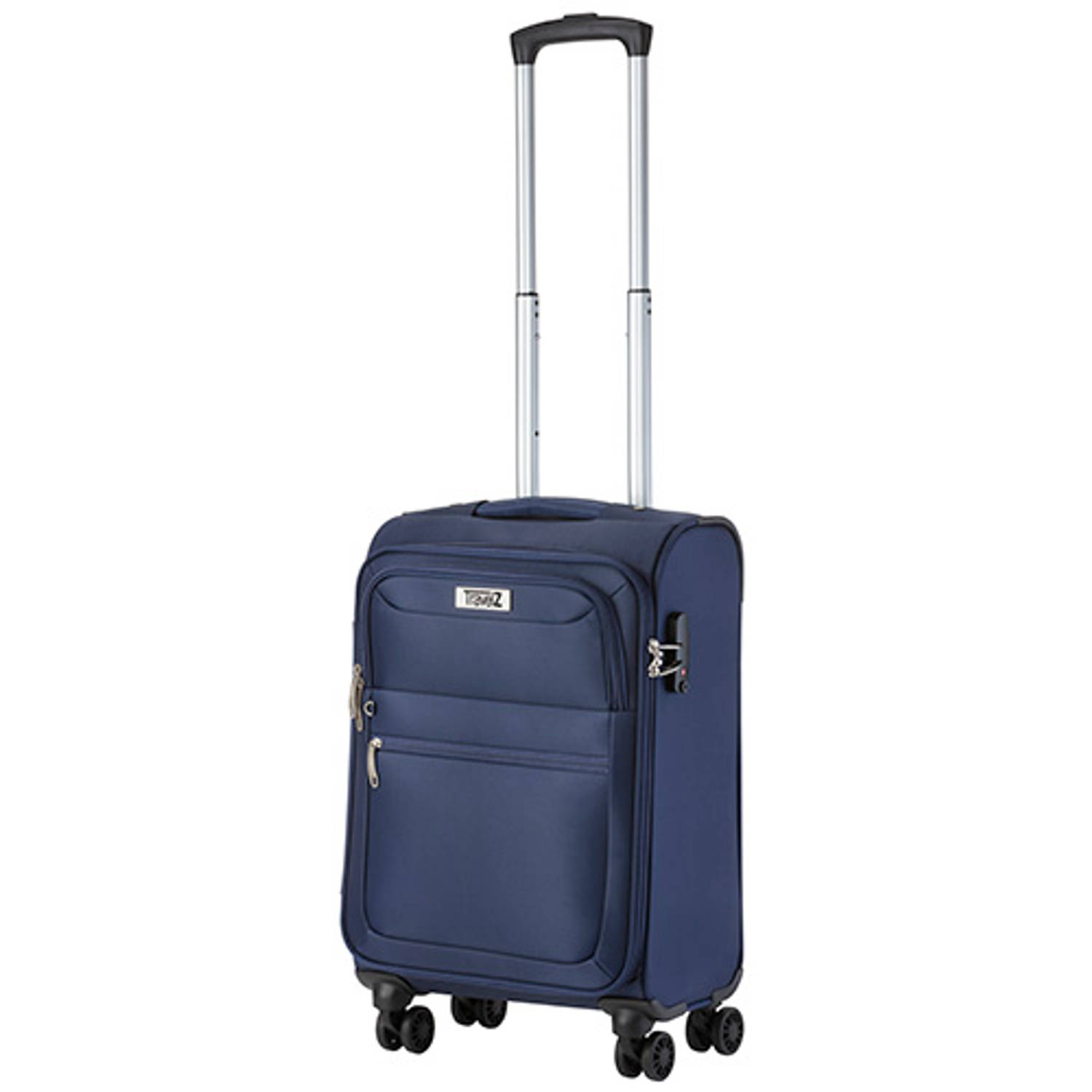 TravelZ Softspinner TSA Handbagagekoffer 55cm - Zachte Reiskoffer dubbele wielen – Blauw