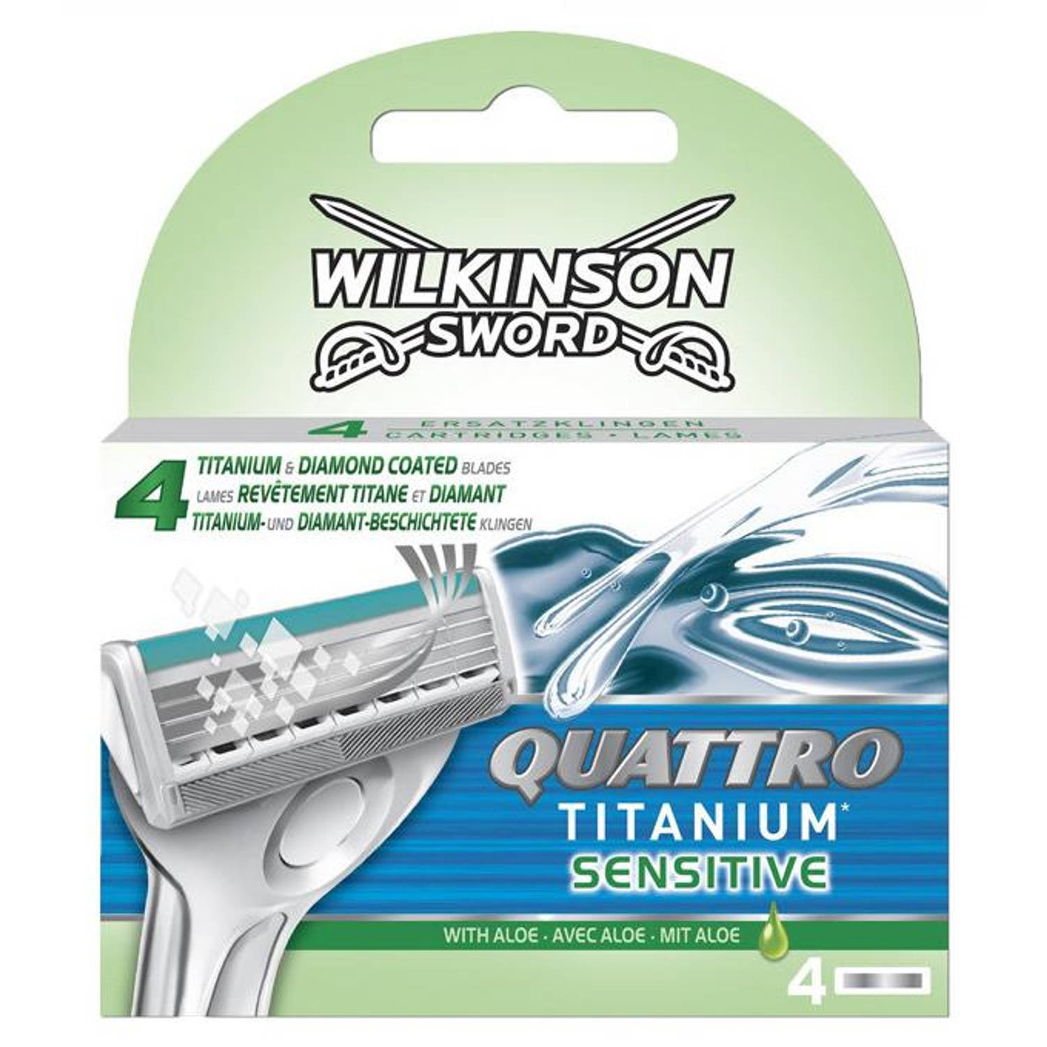 Wilkinson Quattro Scheermesjes Titanium Sensitive 4stuks