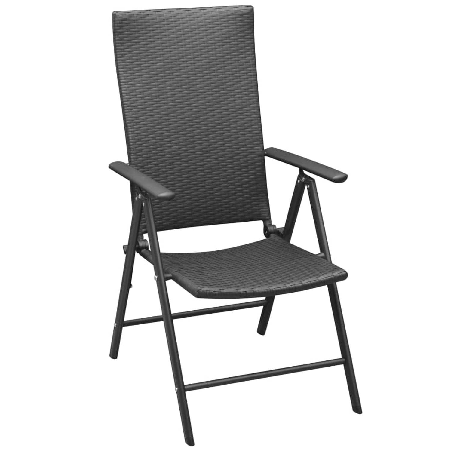 The Living Store Tuinstoelenset - PE rattan - 55 x 64 x 105 cm - 7 ligstanden - 2 stoelen