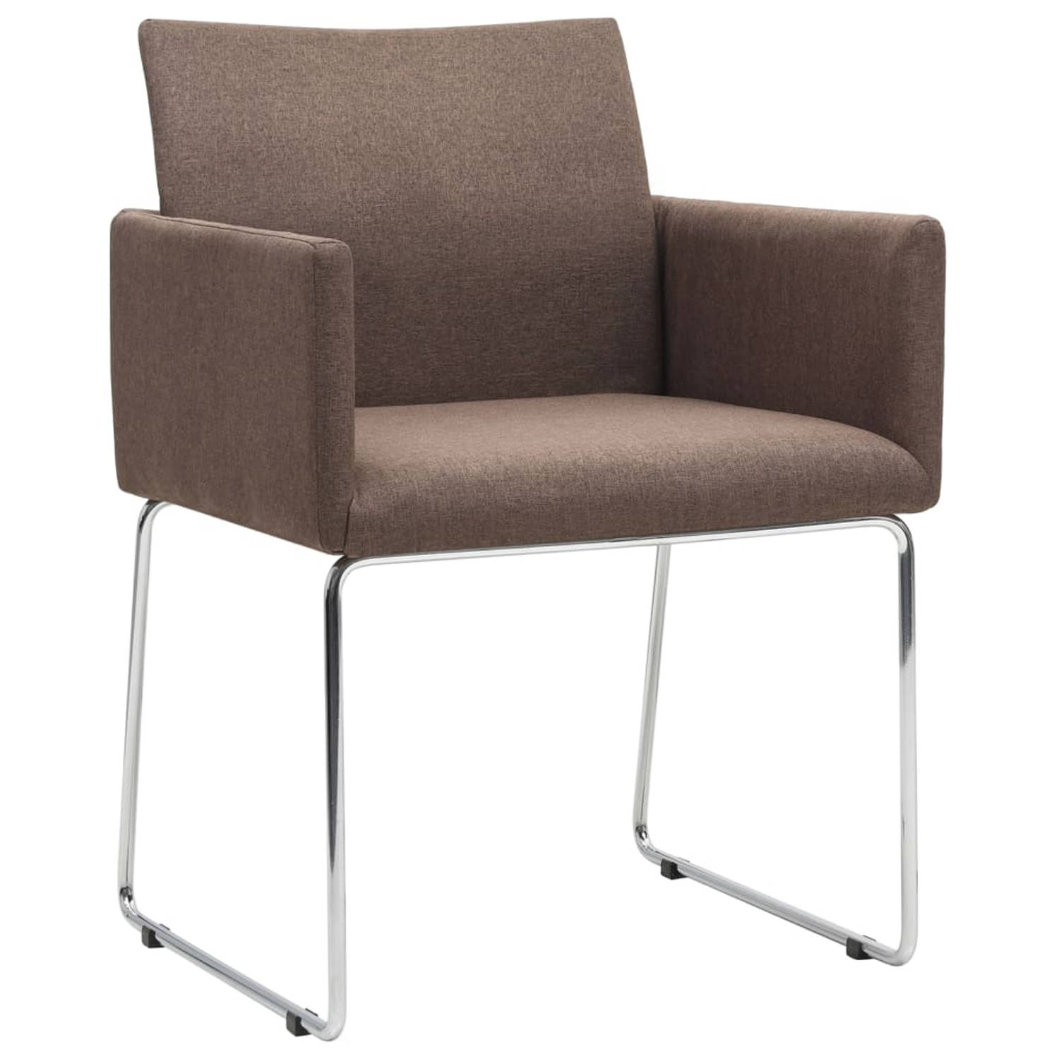 The Living Store Eetkamerstoelen - Set van 2 - Bruin - 55x62x79 cm - Stoffen bekleding