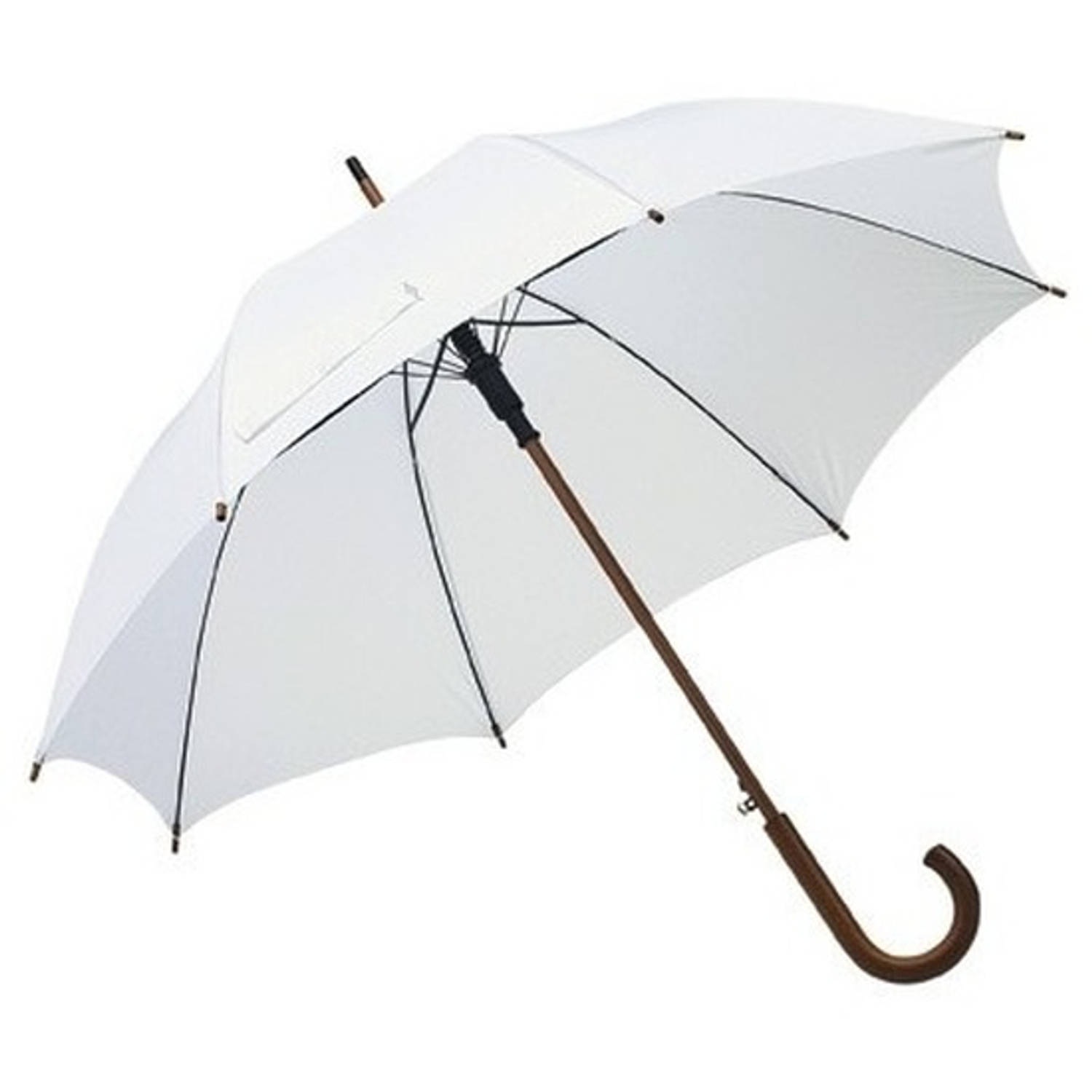 Zeldzaamheid Betasten Uitstekend Witte paraplu met houten handvat 103 cm - Paraplu's | Blokker