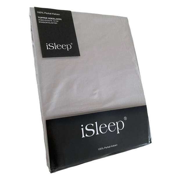 iSleep Topper hoeslaken Perkal Katoen - Zilver - 160x220