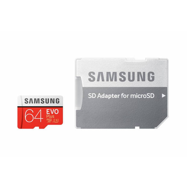 Samsung 64GB EVO Plus microSDXC geheugenkaart klasse 10 + adapter