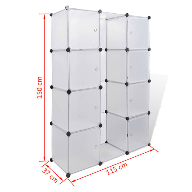 vidaXL Kast met 9 compartimenten modulair 37x115x150 cm wit