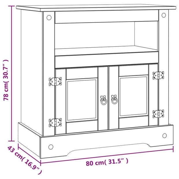 vidaXL Tv-meubel Mexicaans grenenhout Corona-stijl 80x43x78 cm