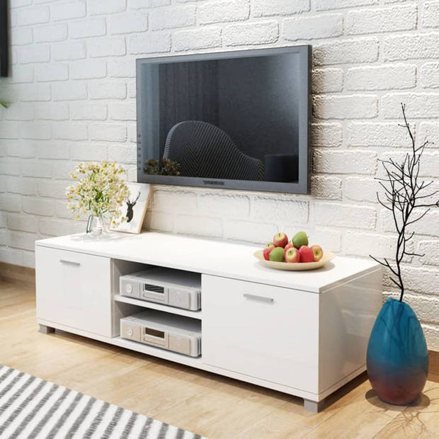 vidaXL Tv-meubel 140x40,5x35 cm hoogglans wit