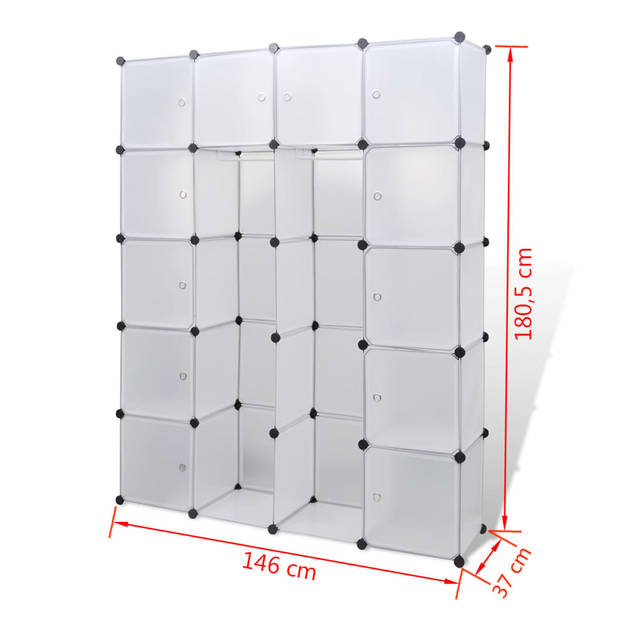 vidaXL Modulaire kast met 14 compartimenten wit 37 x 146 x 180,5 cm