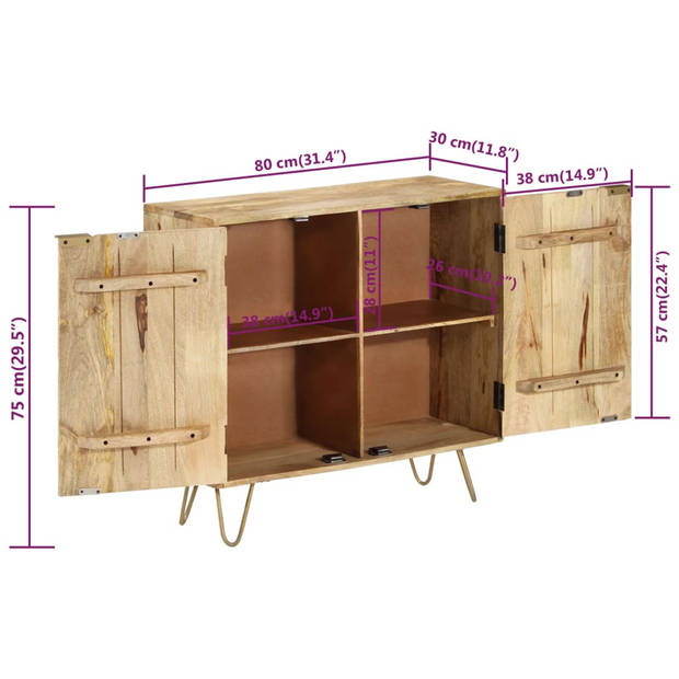 vidaXL Dressoir 80x30x75 cm massief mangohout