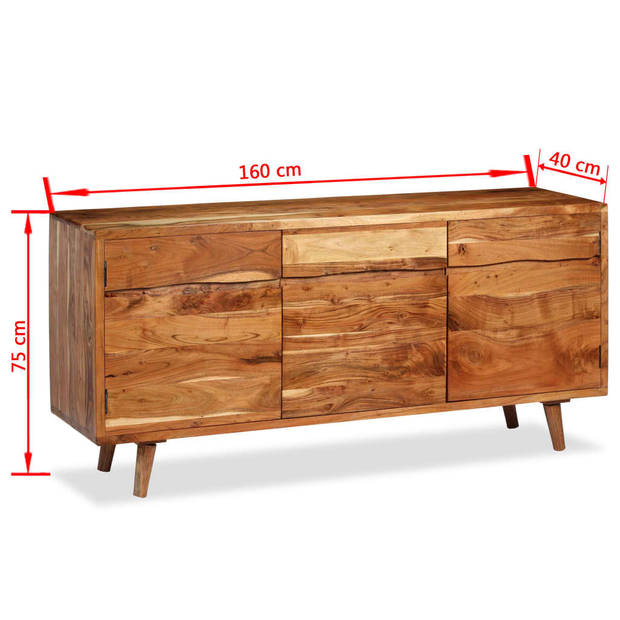 The Living Store Dressoir met bewerkte deuren 160x40x75 cm massief hout - Keukenkast