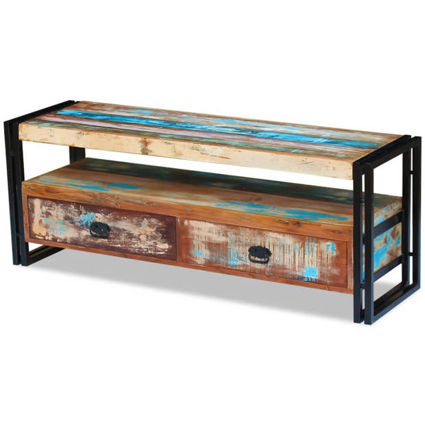 The Living Store Tv-meubel Vintage Stijl - Gerecycled Hout - 120x35x45 cm - Handgemaakt