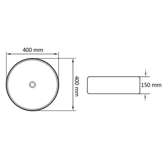 vidaXL Wastafel rond 40x15 cm keramiek zwart