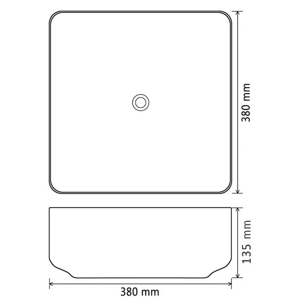 The Living Store Keramische Wastafel - Zwart - 38 x 38 x 13.5 cm - Op een blad