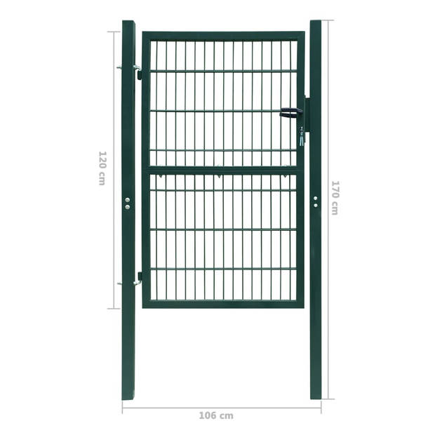 The Living Store Dubbelstaafmat Poort - Groen - 106 x 170 cm - Staal met Gepoedercoate Afwerking