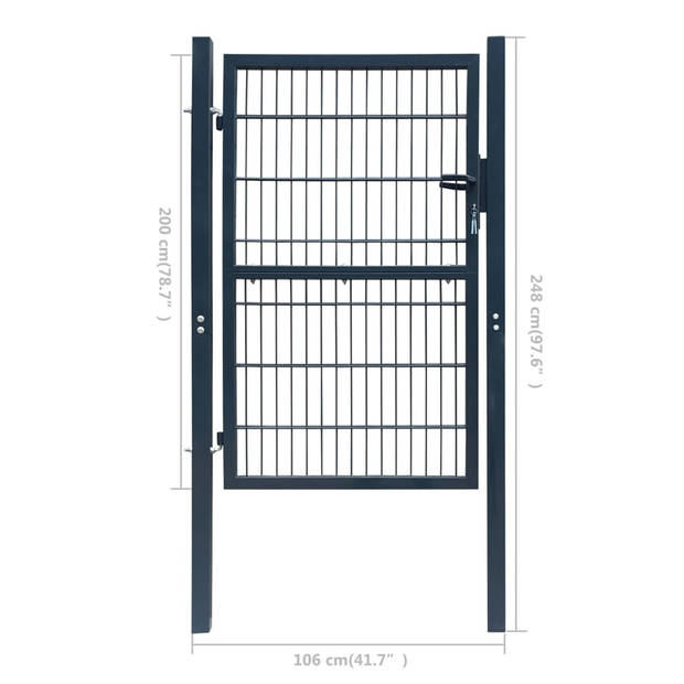 The Living Store Tuinpoort - Antraciet - Staal - 106 x 248 cm - Trendy - stevig